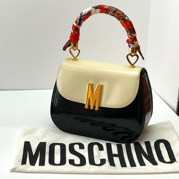 ❤️MOSCHINO❤️ Redwall Tricolor Polished Leather Bag Italy - Picture 4 of 16